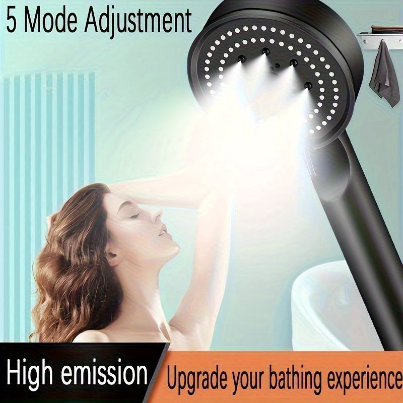 [5 Modes | High-Pressure] 5 Modes High-Pressure Handheld Shower Head | Fragrance-Free, Sensitive Light Beige, Easy Install, No Batteries - Modern Bathroom Accessory, Water Sprayer, RV Faucets, 90 Regions