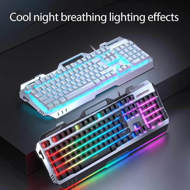 [EWEADN LED Gaming Keyboard] EWEADN 104 Keys LED Backlit Wired Gaming Keyboard - Ergonomic Silent Design, Adjustable Volume Knob, USB Powered, for Desktop & Notebook Computers, Office Accessories