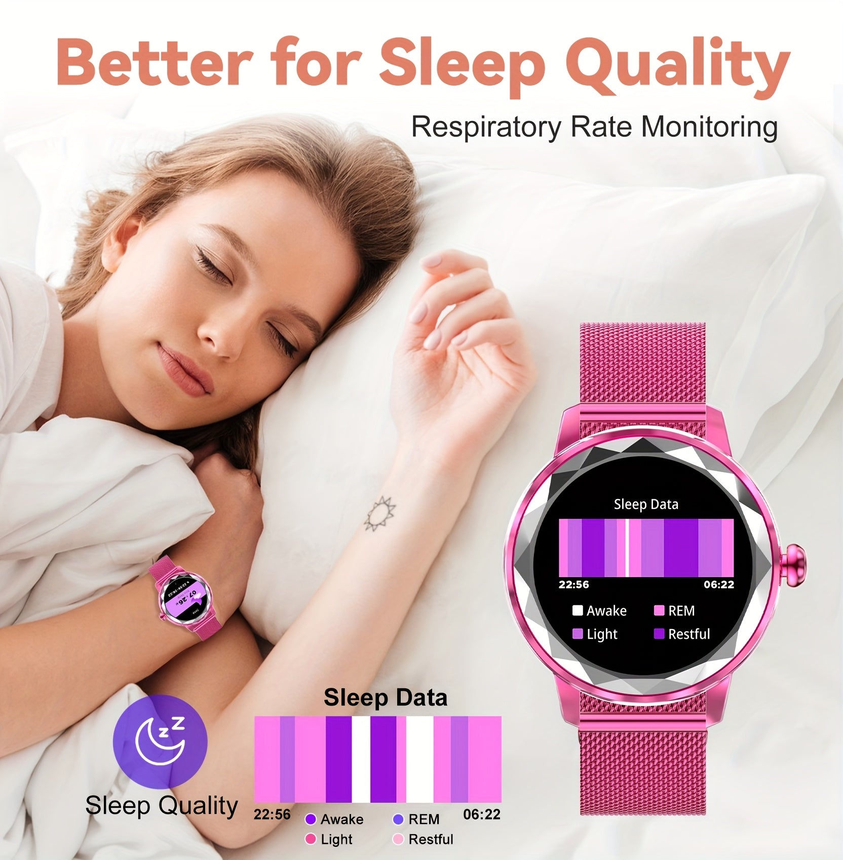 Elegant Pink Smartwatch for Women - Wireless Call, Voice Control, Sleep Tracking, and Sports Mode, Compatible with Android and iPhone, Perfect Gift for Girlfriend or Wife