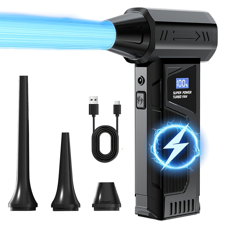 [Wireless Handheld Fan] 4-Speed Adjustable 110000RPM, Wireless Handheld Fan with Type-C Charging, Can Blow, Snow Removal, Water Removal, Dust Removal, Cooling, Keyboard Cleaning, and Helps Outdoor Camping Lighting, Suitable f