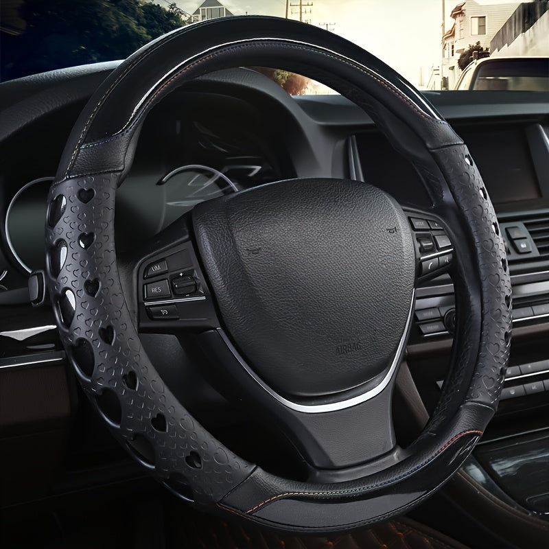 Heart Faux Leather Steering Wheel Cover