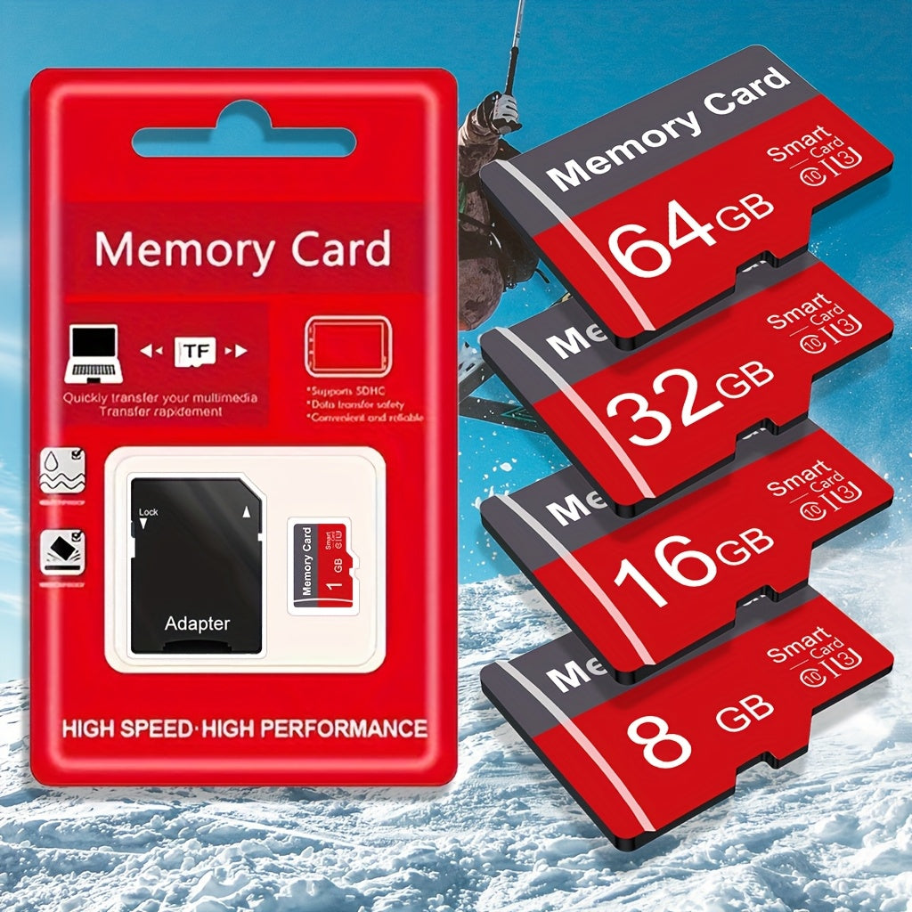 [High Speed Memory Card] High Speed 1pc Memory Card 64GB 32GB 16GB With Adapter | Flash TF Card 8GB 4GB 2GB 1GB, A1 C10 Memory TF Card For Tablet/Camera/Mobile Phone/Laptop/PC/Car Audio/Game Console/Audio - Store Your Files S