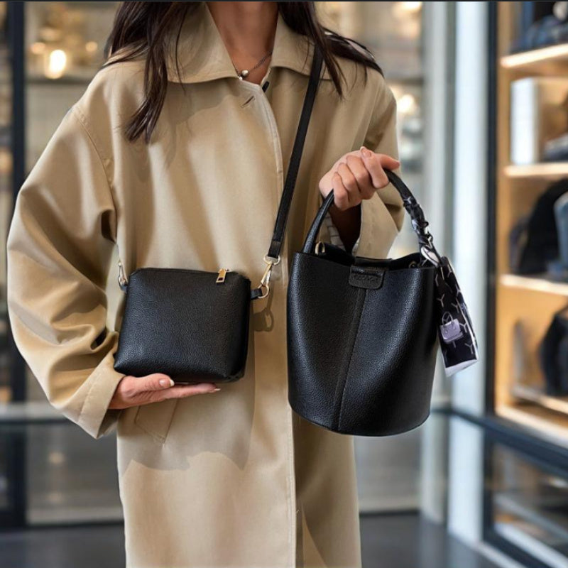 Designer Fashion Red Bucket Bag for Women, Spring/Summer, Solid Color, Magnetic Closure, Hand Wash, with Lining, Messenger Shoulder Bag