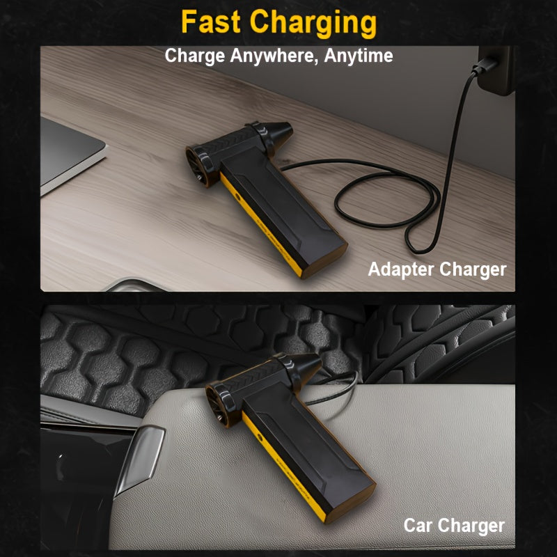 143000RPM Portable Turbine Violent Fan - 3-Speed Cordless Air Duster with 21700 Battery, 200W Power, Rechargeable, USB-C Charging, for Car, Home, Dust, Snow, Leaf, Camping, Outdoor Use - Ideal Gift for Men & Women