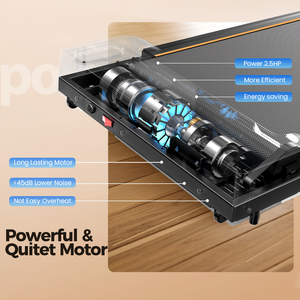 Portable Under Desk Walking Pad Treadmill, Support 2.5HP Lightweight Home Office Fitness Treadmill, 2-in-1 Walking Pad for Walking And Jogging Quiet, 265Lbs Capacity with Remote Control & LED Display, Stepping, Walking Traini