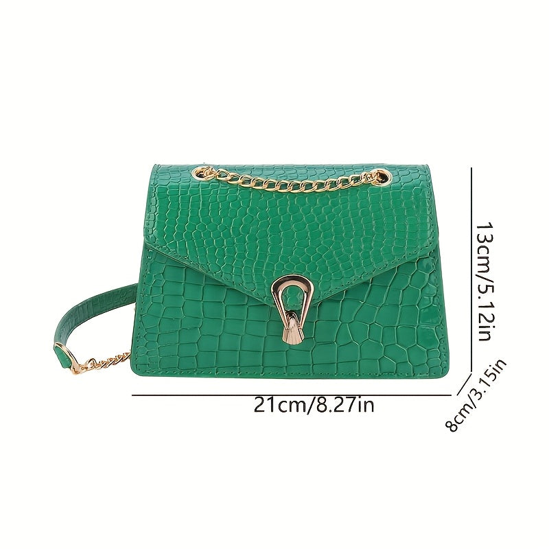 Pink Snake Print Crossbody BagFor Women, Stylish Women's Crocodile Pattern Handbag - Black Shoulder Bag With Detachable Strap Golden-Tone Hardware & Chain Strap, Crossbody Bag Purse Christmas Bags For Gifts Christmas Gift Bag