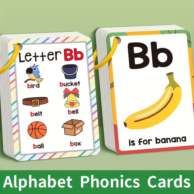 Colorful 27pcs Alphabet Phonics English Learning Cards - Letter Sounds & Phonics Flashcards for Youngsters, Educational Toy Gift for Early Literacy Development, Phonics Learning Cards, Playful Illustrations, Durable Paper Mat