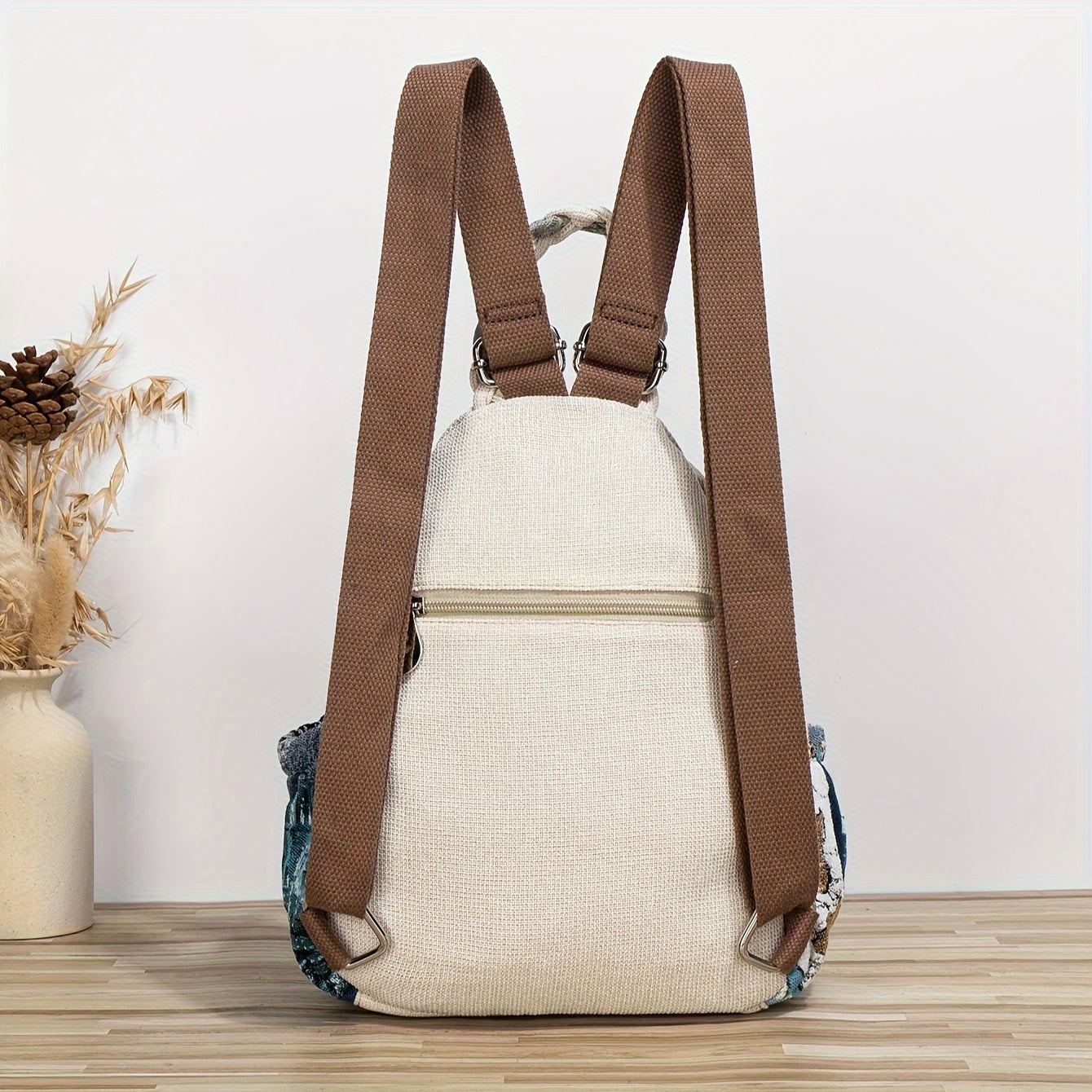 Randomly Cut Bohemian Style Ethnic Style Multi-color Cute Kitten And Goose Double Shoulder Backpack Personality Fashion Backpack