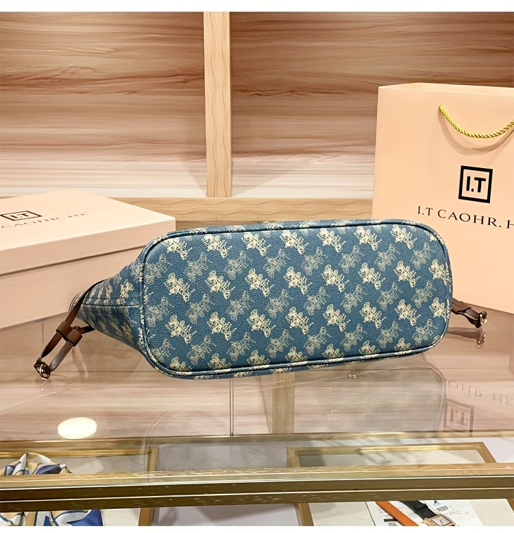 Elegant Floral Tote Bag with Red Interior, Large Capacity, Golden-Tone Hardware, And Detachable Shoulder Strap - Ideal for Daily Travel And Commuting, Travel Tote Bag | Floral Print Tote | Durable Handles, Tote Bag