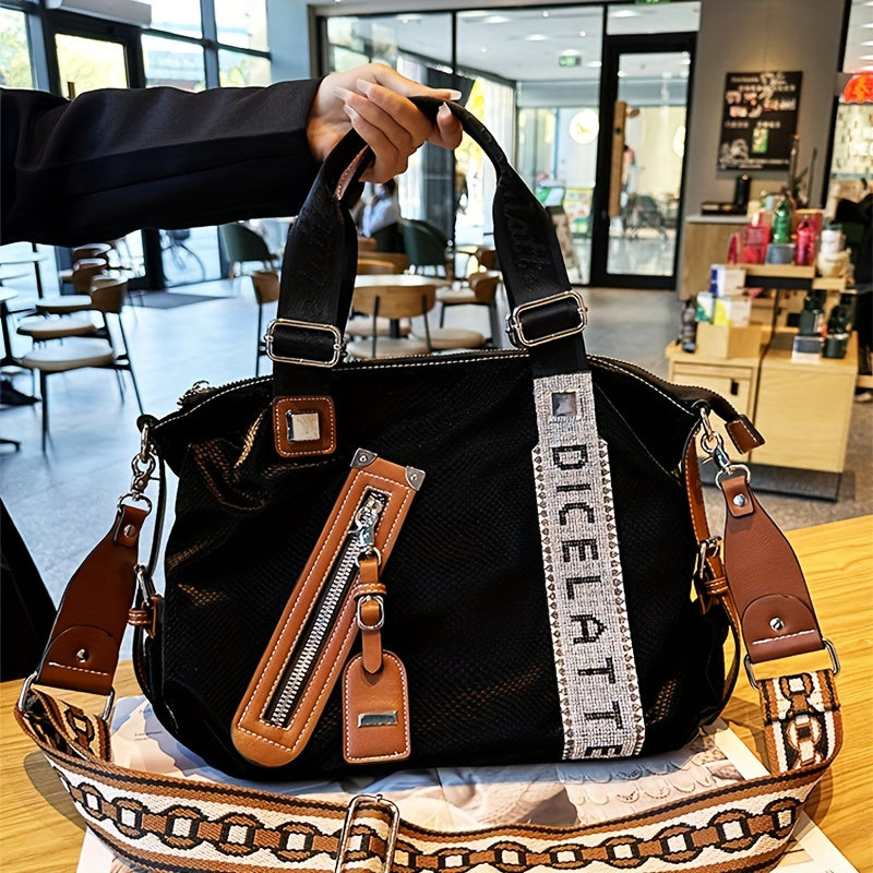 [Tote Bag] Trendy Tote Bag for Women, Large Capacity Bag, Shiny Rhinestone Decor