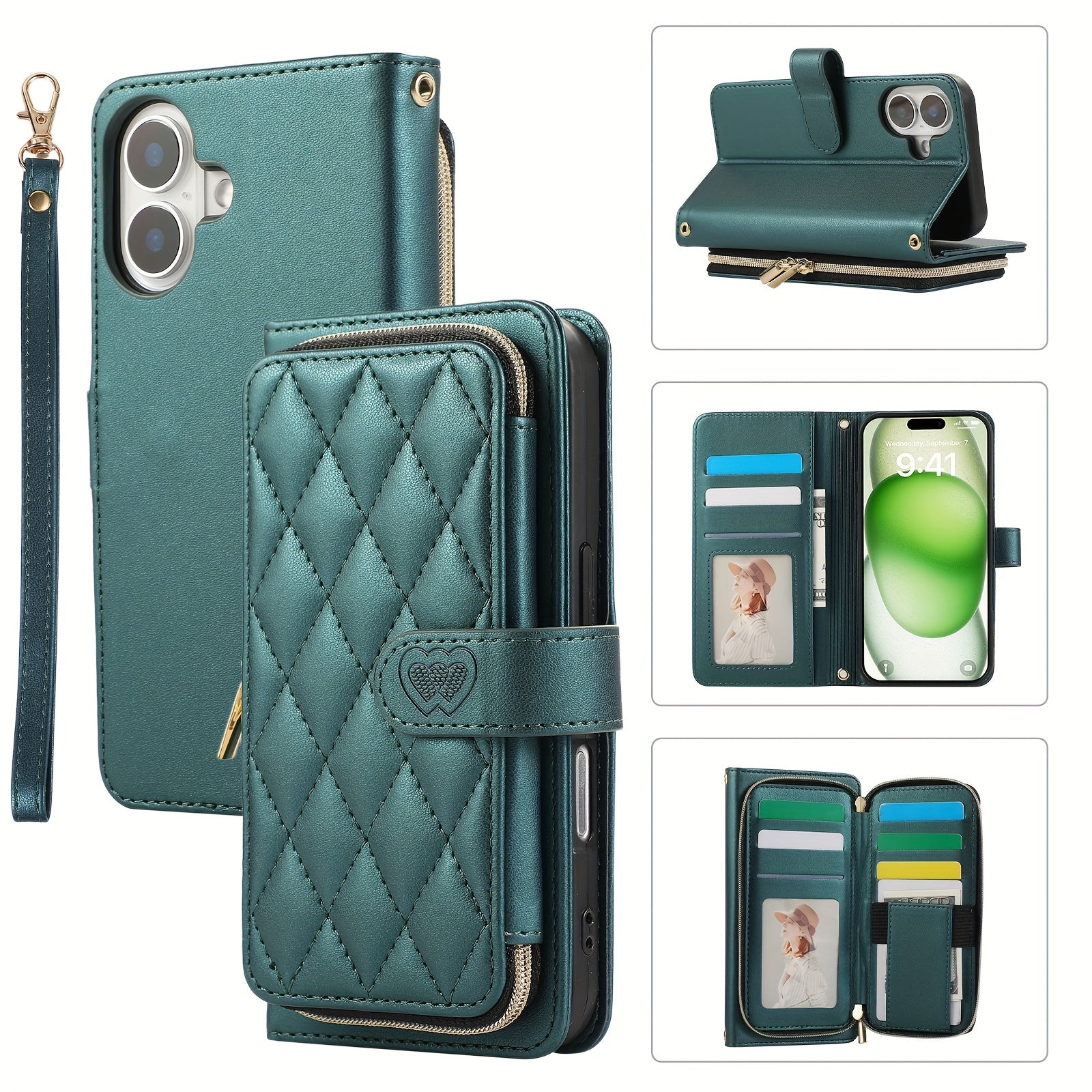 Crossbody Wallet Case Designed for Iphone 16E, 16, 15, 14, 13, 12, 11 Pro Max, 7, 8 Plus, SE 2020, And SE 2022, Featuring a Zippered Handbag Style, Flip Cover, Kickstand Folio, Card Slots, Wrist Strap, And Lanyard for The for