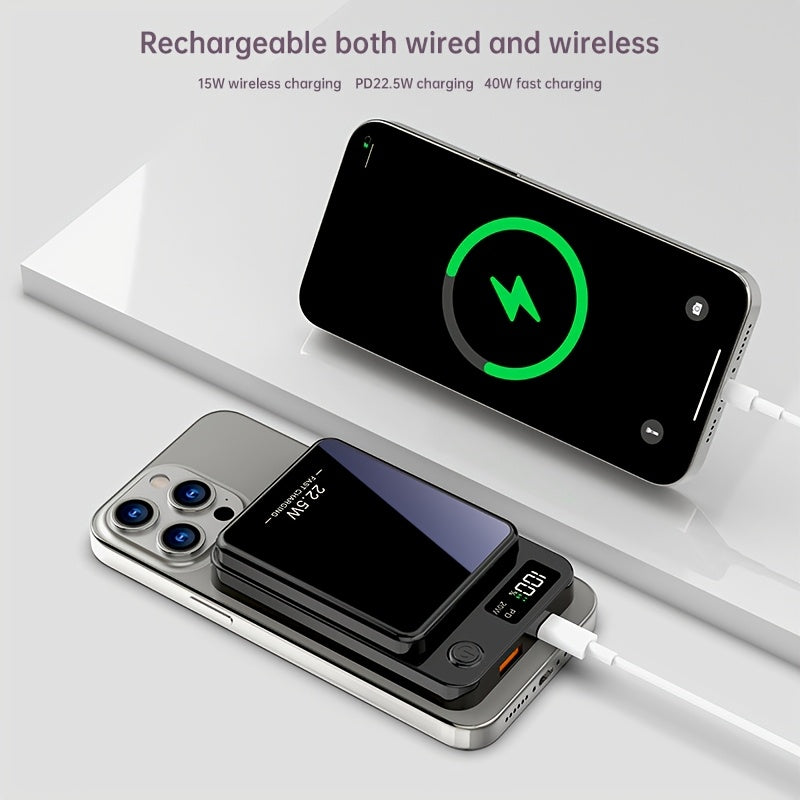 New Magnetic Wireless Power Bank - Portable Charger Power Bank, 5000/10000/15000mAh Battery Pack, 22.5/30W PD Fast Charging, 15W Wireless Charging, Magnetic Battery Pack For 17/16/15/14/13/12/Pro/Mini/Pro Max And Wired Chargi