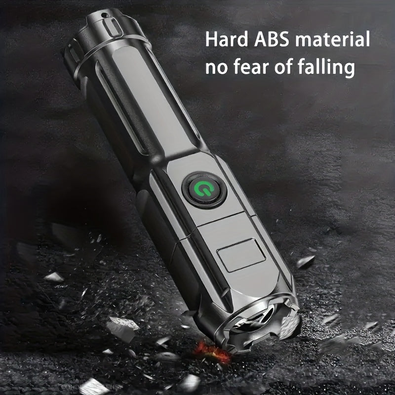 Baihuibri 1pc powerful variable focus flashlight, multifunctional portable household small flashlight, telescopic zoom light, rechargeable, suitable for outdoor lighting, work, exploration hiking