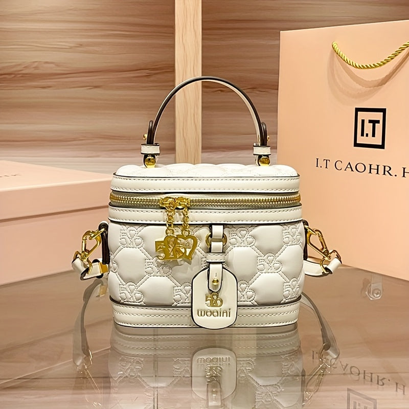 [Luxury Box Bag] High-End Retro Mini Box Bag | Light Luxury Niche, Women's Cross-Body Bag, Zipper Closure, Detachable Shoulder Strap, Valentine's Day Gift for Girlfriend, Perfect for Daily And Commuting Us
