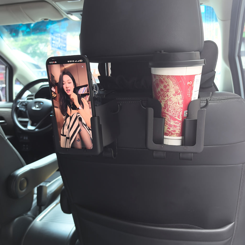 2pcs multi-functional car seat back storage rack with cup holder, mobile phone holder and hook - suitable for most models, can hold water bottles, milk tea bags, garbage bags and glasses, Car Storage, Cup Holders For Back Sea