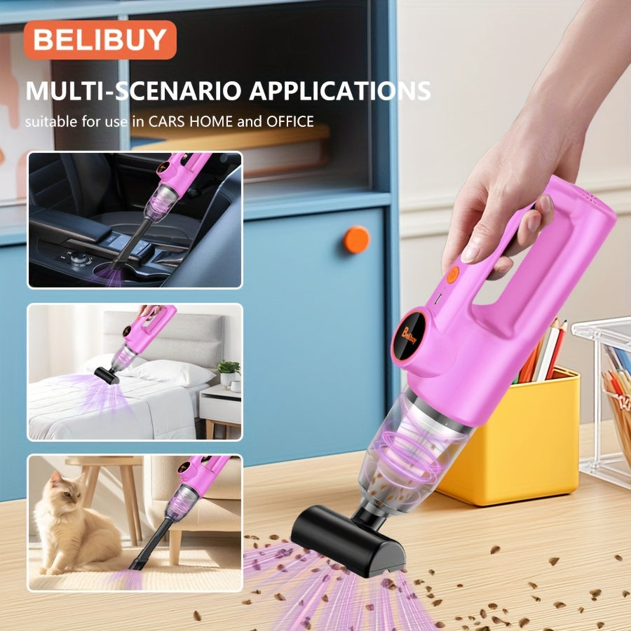 [Super Powerful Cordless Vacuum] BELIBUY 200W Super Powerful Cordless Handheld Vacuum Cleaner | 3KPa Suction, Portable Lightweight Design with Integrated Blower & Crevice Tool, Rechargeable Battery, USB Charging for Home & Ca