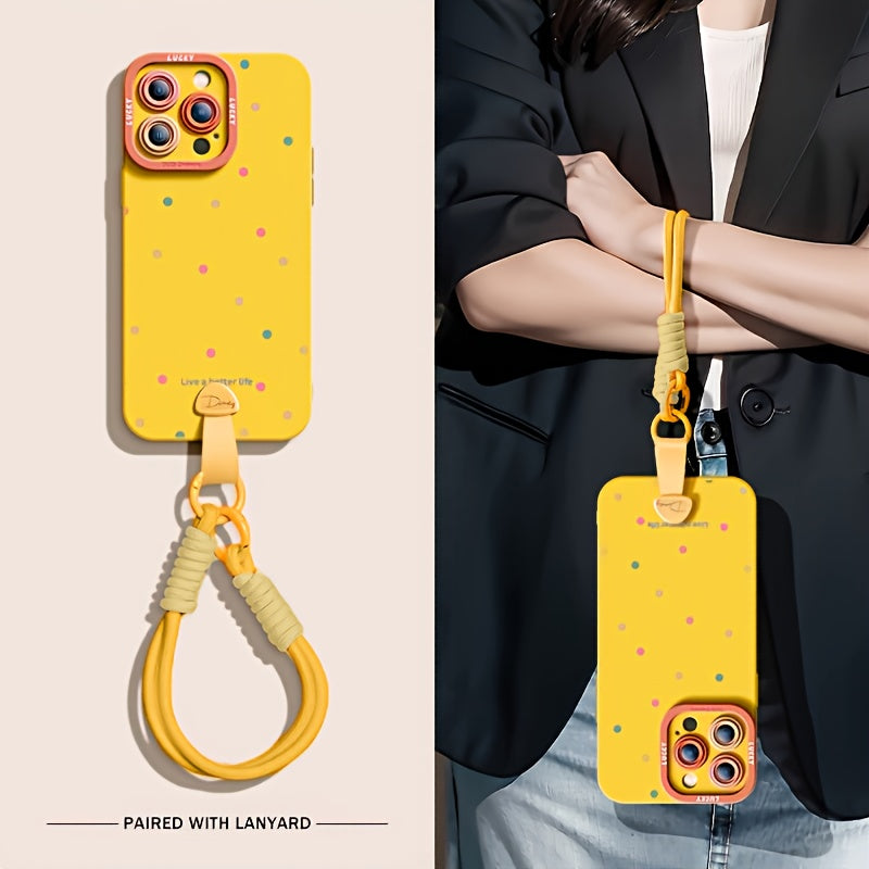 Full screen color dots are suitable for iPhone 17 Promax phone case, new 15 friend models, 16pro handheld Apple 14 Promax premium protective case with hanging rope 17 Pro soft case, Women's autumn and winter