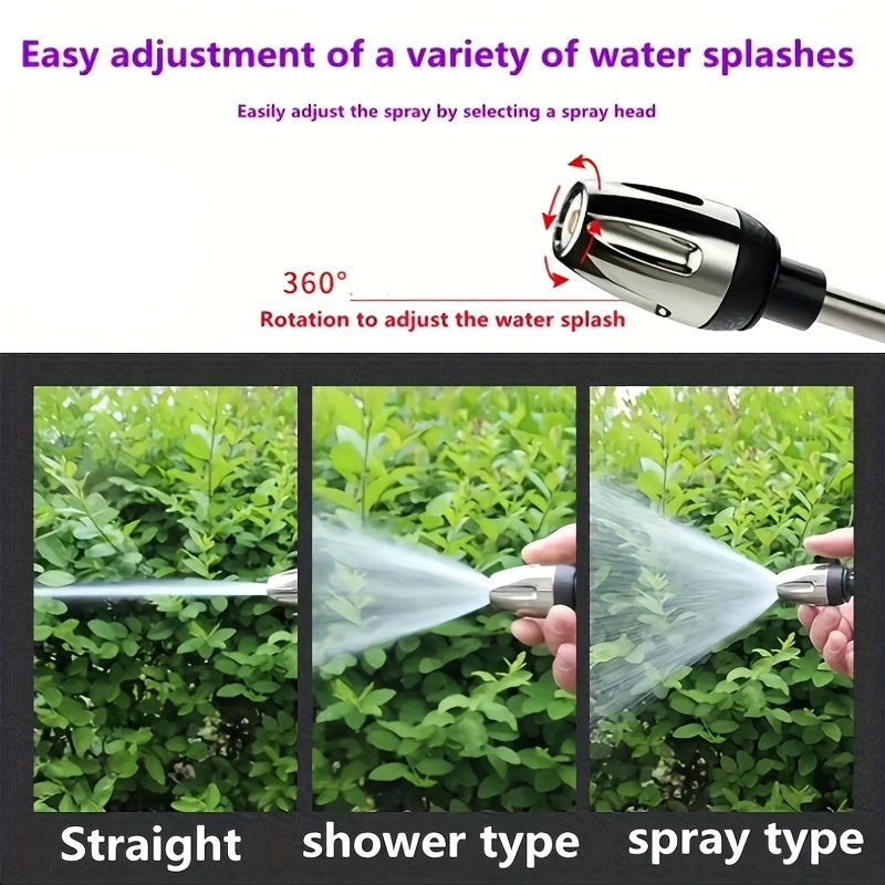 [Portable | High-Pressure] 1pc Portable High-Pressure Hose Spray Gun | Adjustable Thick Rod Spray, Multi-Functional Garden Hose Nozzle | Durable Plastic Construction, Adjustable Spray Pattern, 3/4" and 1/2" Quick Connect Adap