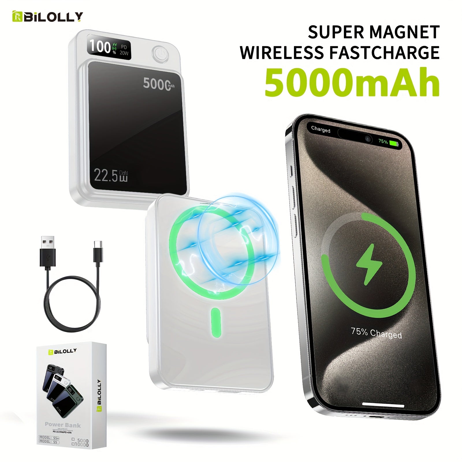 New Magnetic Wireless Power Bank - Portable Charger Power Bank, 5000/10000/15000mAh Battery Pack, 22.5/30W PD Fast Charging, 15W Wireless Charging, Magnetic Battery Pack For 17/16/15/14/13/12/Pro/Mini/Pro Max And Wired Chargi