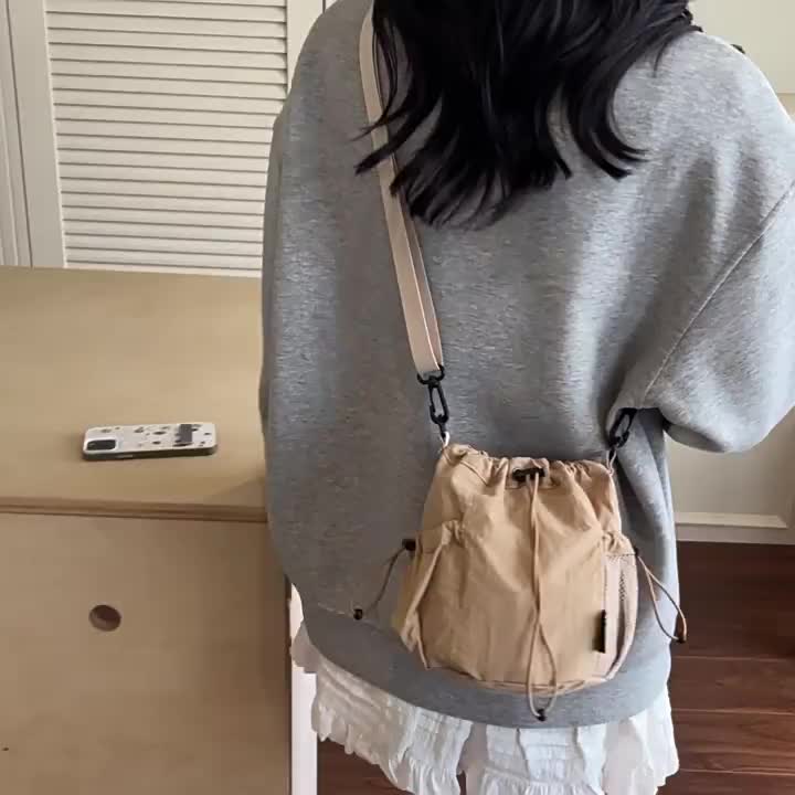 Women's Lightweight Crossbody Bag, Convertible Clutch Purse with Adjustable Strap, Drawstring Closure, Side Mesh Pocket, Compact Everyday Bag for Women, Travel, Work, Dates, Available in Purple, Black, Green, Blue, Khaki, Ide