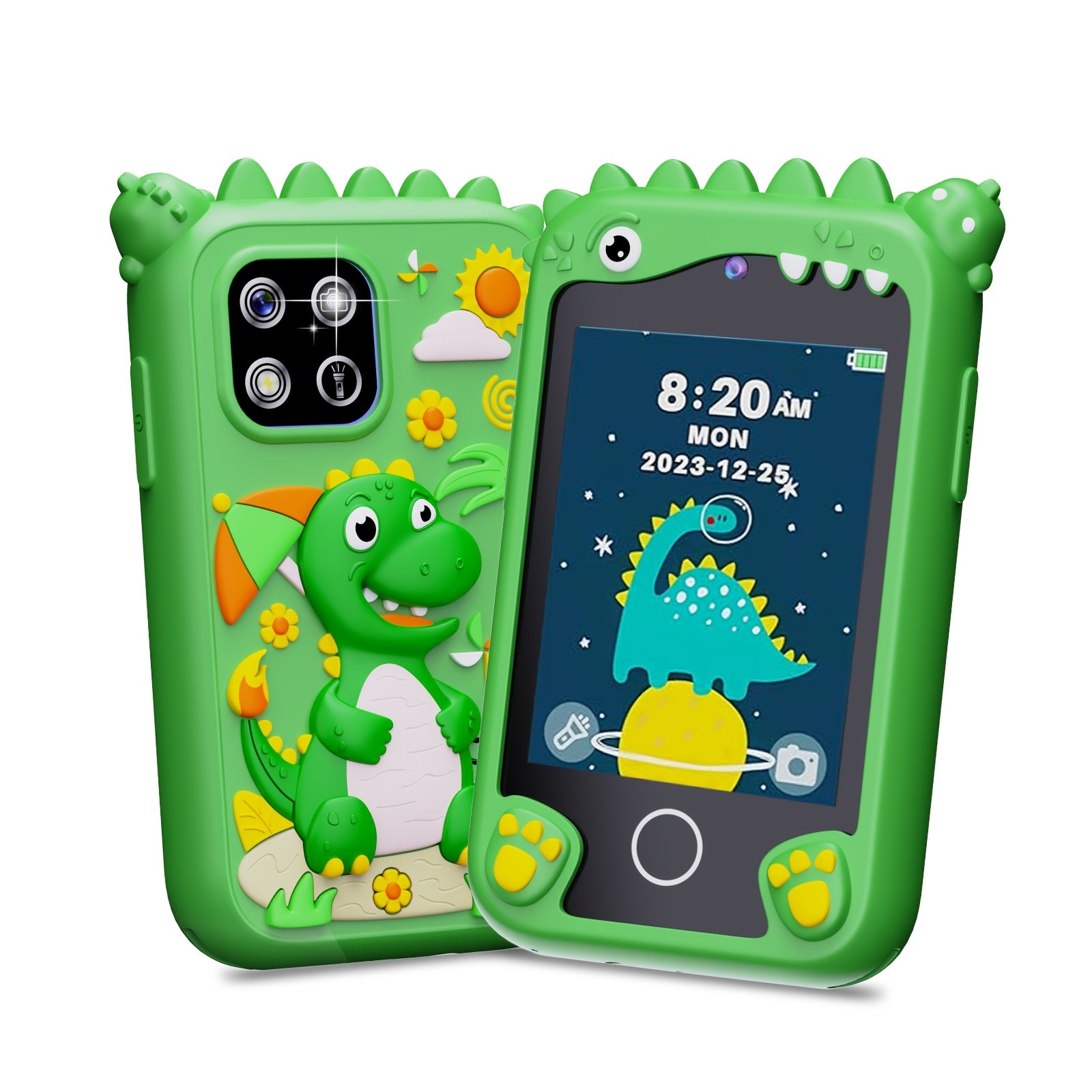 [Birthday/Christmas Gift] Kids Smart Phone with Touchscreen & Dual - Educational Learning Tablet, Compatible with 8GB SD Card, Charging, Parental Control - Birthday/Christmas Gift for Boys & Girls Ages 3-10 - Green Dinosaur D