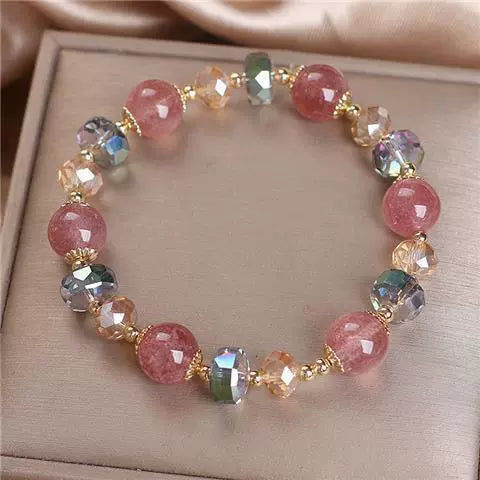Strawberry Quartz Beaded Bracelet
