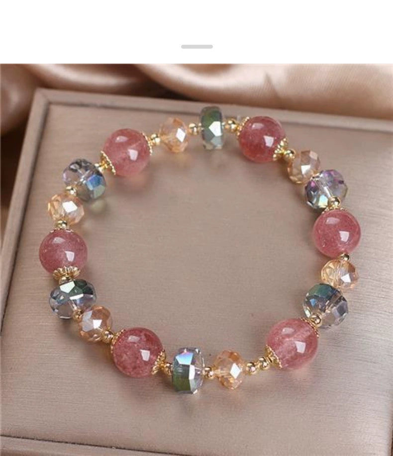Strawberry Quartz Beaded Bracelet