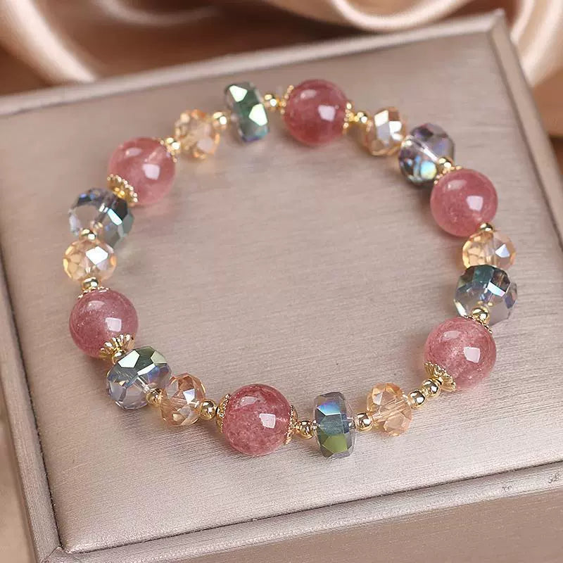 Strawberry Quartz Beaded Bracelet