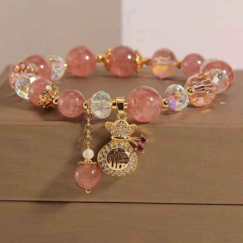 Strawberry Quartz Beaded Bracelet