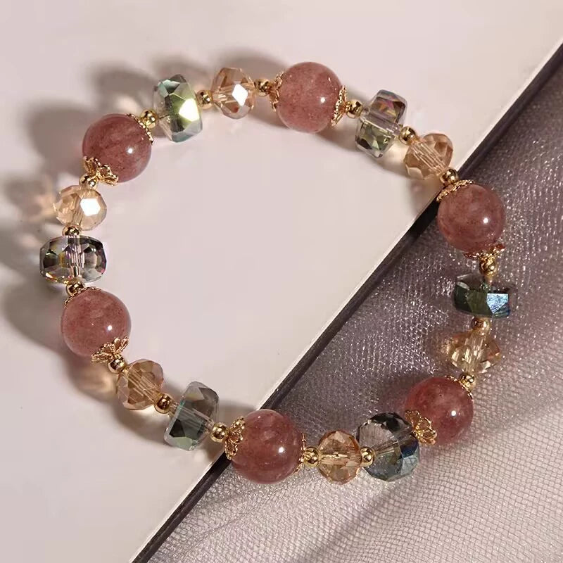 Strawberry Quartz Beaded Bracelet