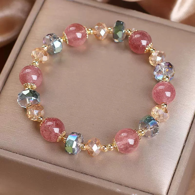 Strawberry Quartz Beaded Bracelet