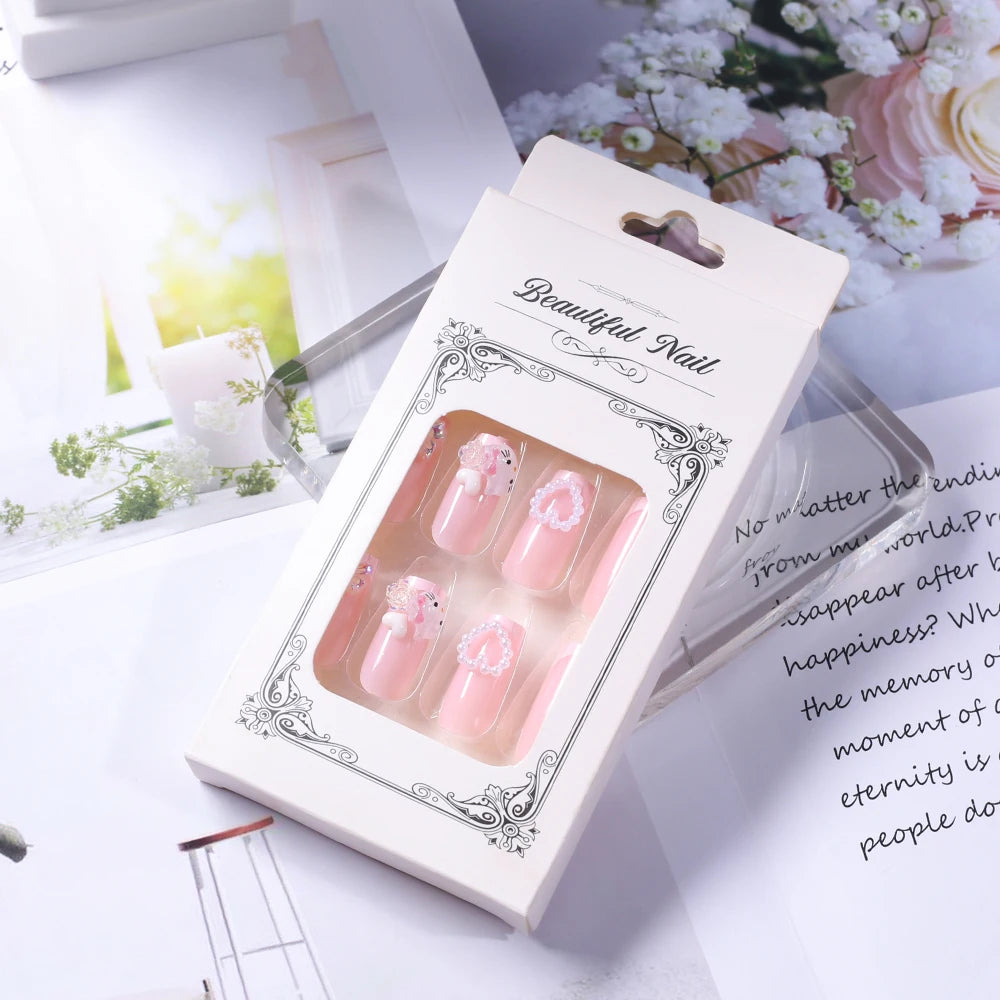 Pink-Heart Hellokitty Press On