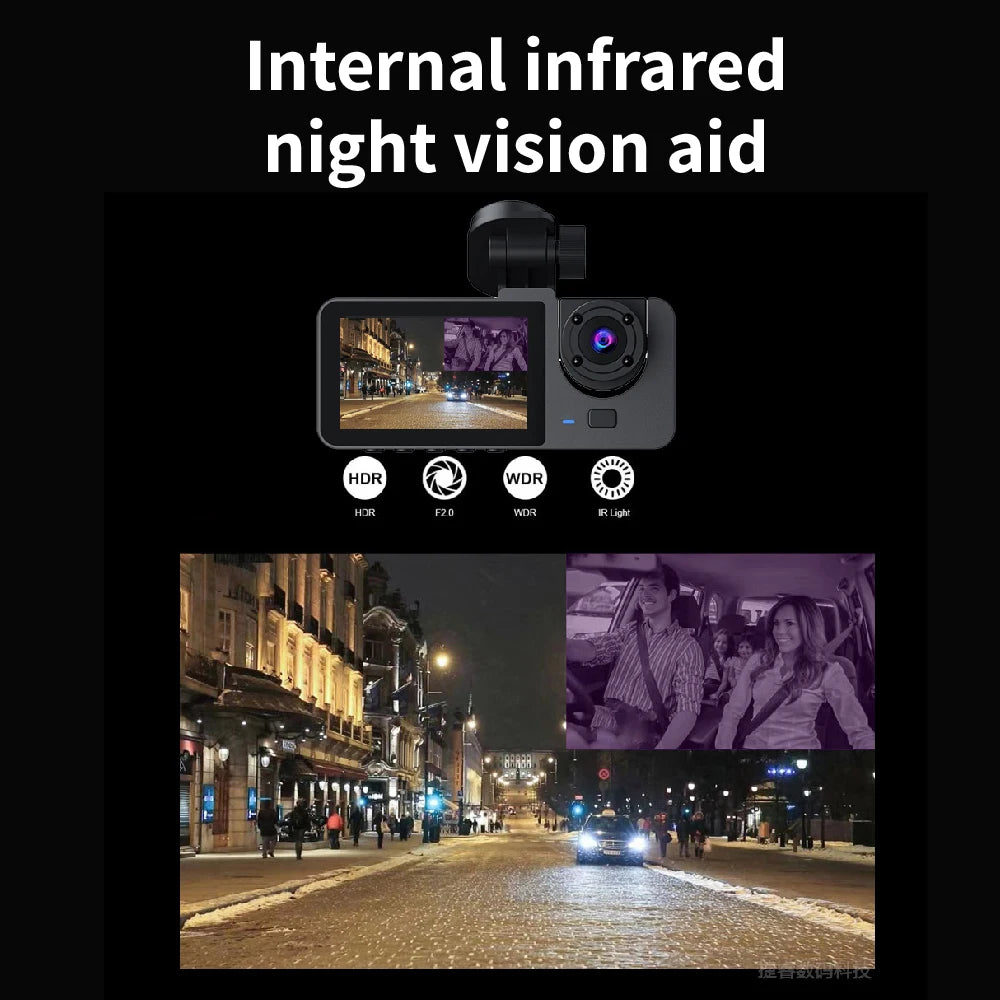 FHD 1080P 2Inch Car DVR Dash Cam 3 Lens Night Vision Rear View Camcorder Auto Camera Vehicle Accessories