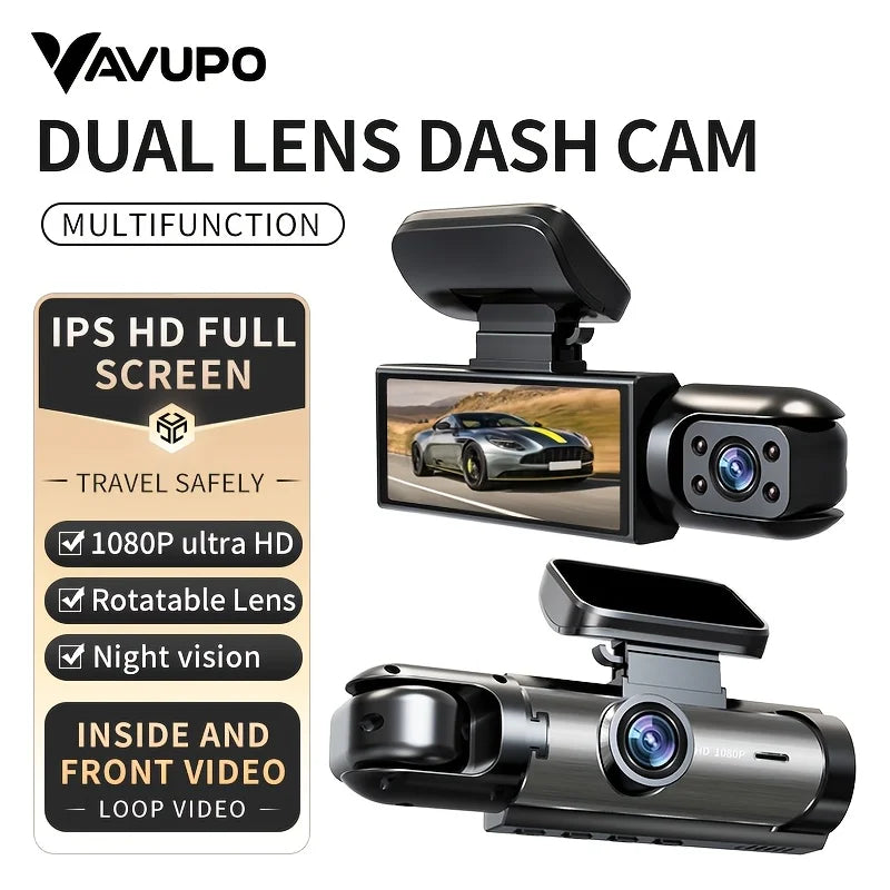 VAVUPO Dual Lens Dash Cam Wide Angle