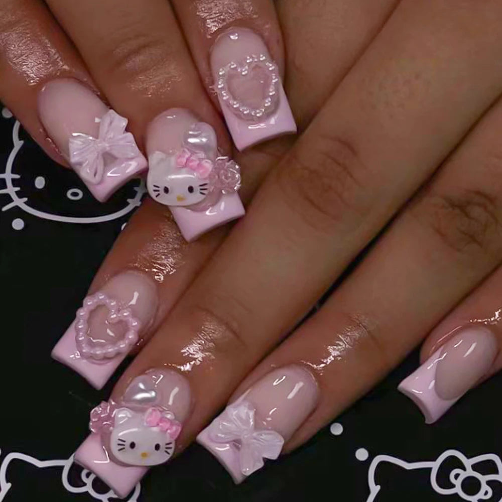 Pink-Heart Hellokitty Press On