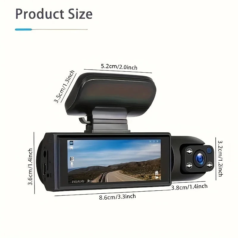 VAVUPO Dual Lens Dash Cam Wide Angle