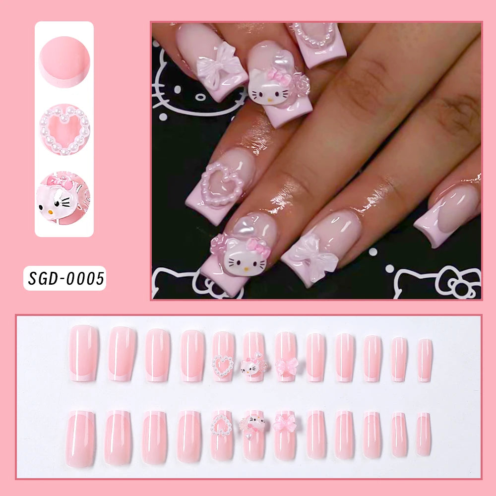 Pink-Heart Hellokitty Press On