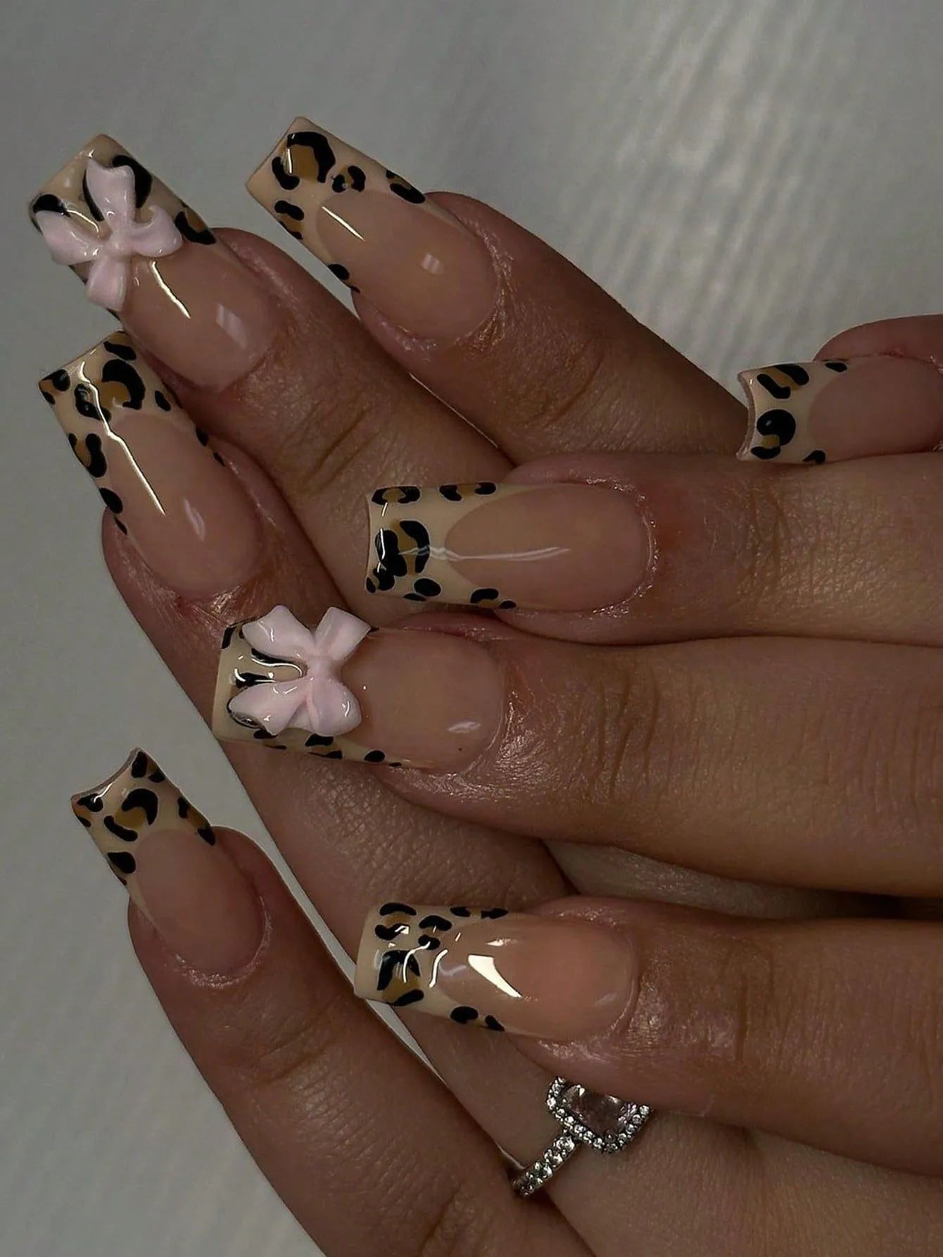 Pink Bow Press on nails