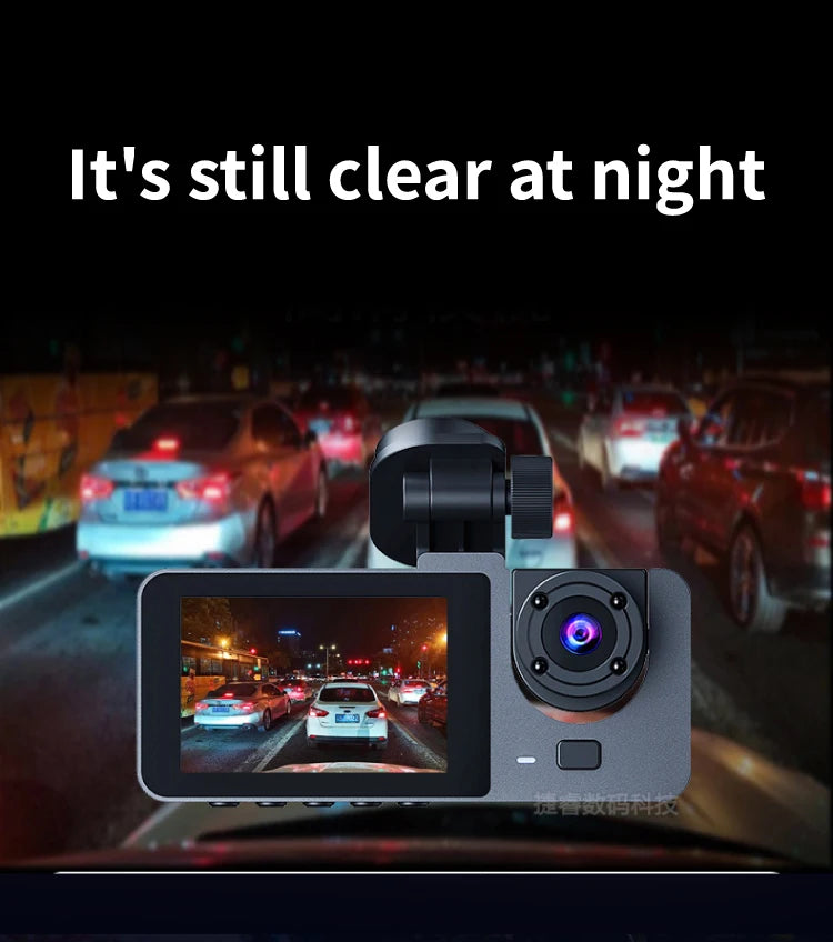 FHD 1080P 2Inch Car DVR Dash Cam 3 Lens Night Vision Rear View Camcorder Auto Camera Vehicle Accessories