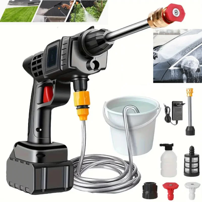 Portable Wireless High Pressure Car Washer Water Gun Strong Power Household Lithium Battery Rechargeable Washing Machine Tools