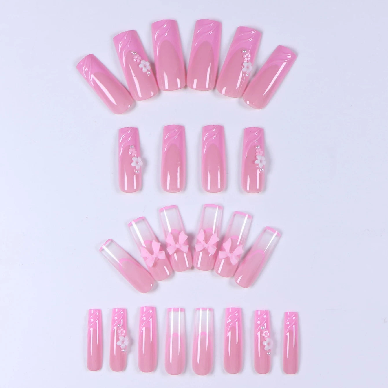 Pink Bow Press on nails