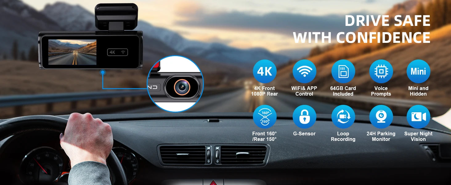 Ultra HD 4K Front Mini Dash Cam