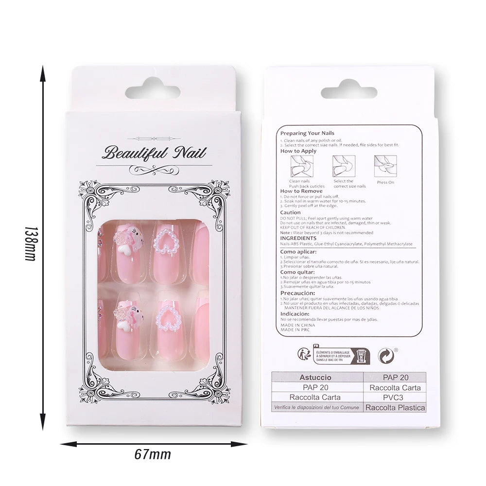 Pink-Heart Hellokitty Press On