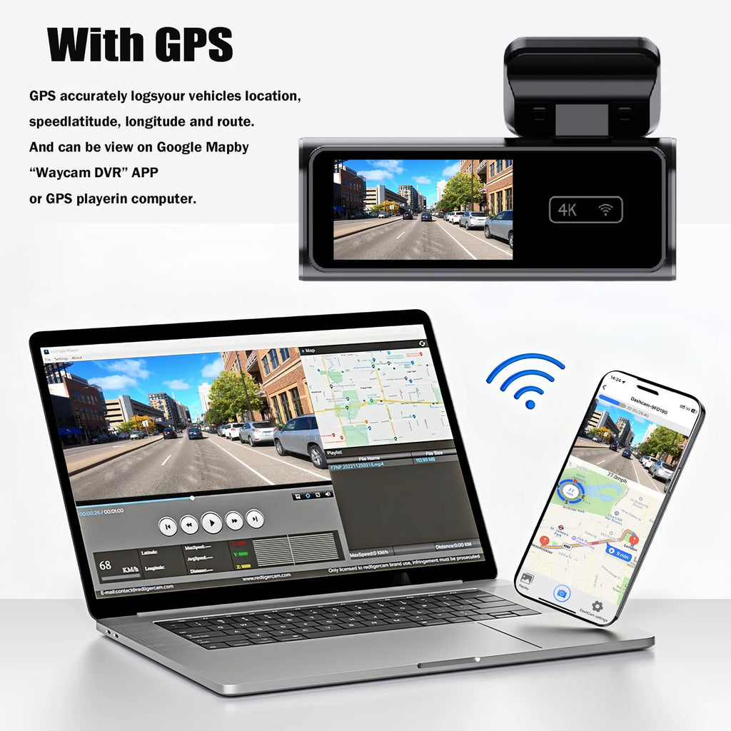 Ultra HD 4K Car Front Dash Cam Mini WIFI DVR Black Box Room With 24H Parking Monitor Night Vision,GPS/Rear View Camera Optional