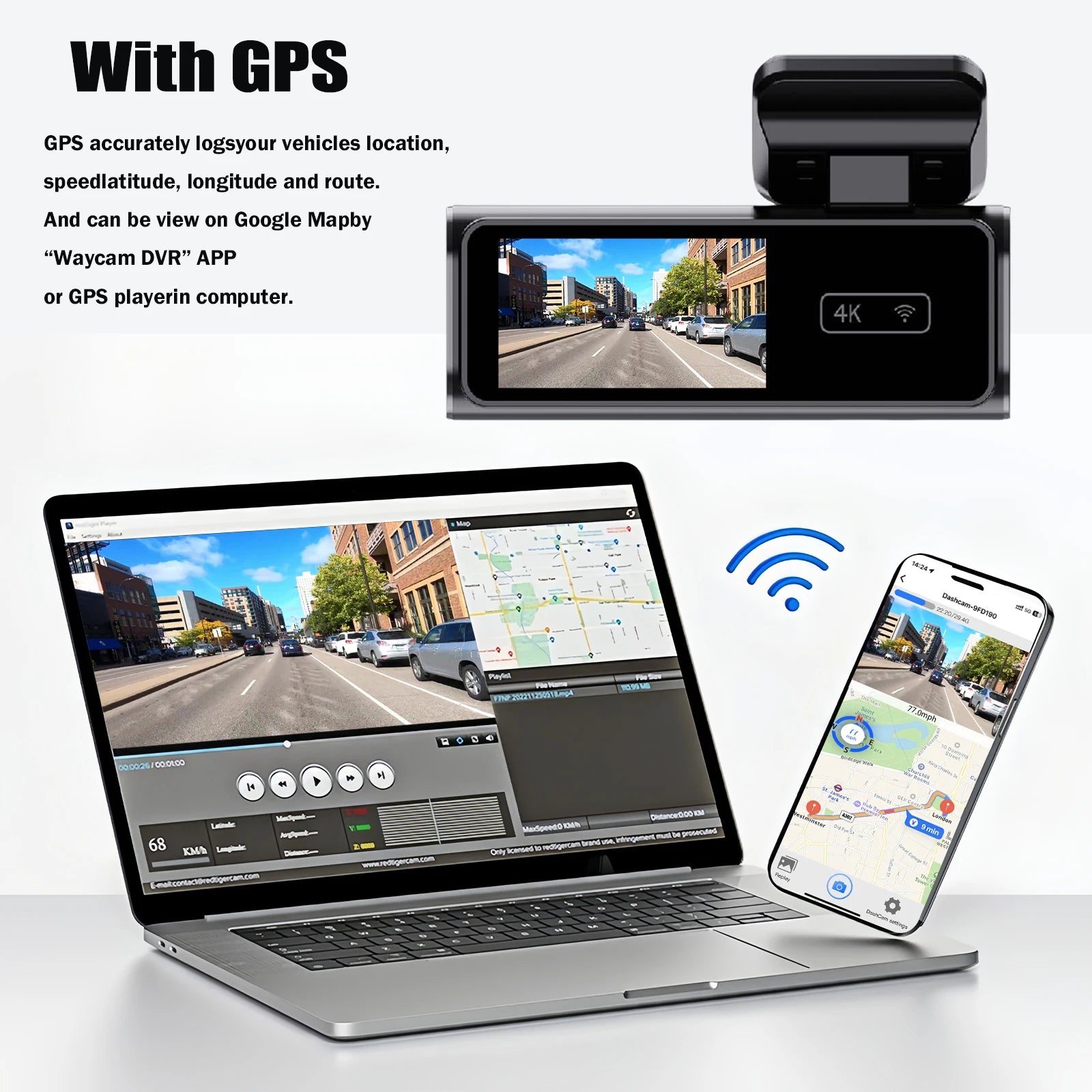 Ultra HD 4K Car Front Dash Cam Mini WIFI DVR Black Box Room With 24H Parking Monitor Night Vision,GPS/Rear View Camera Optional