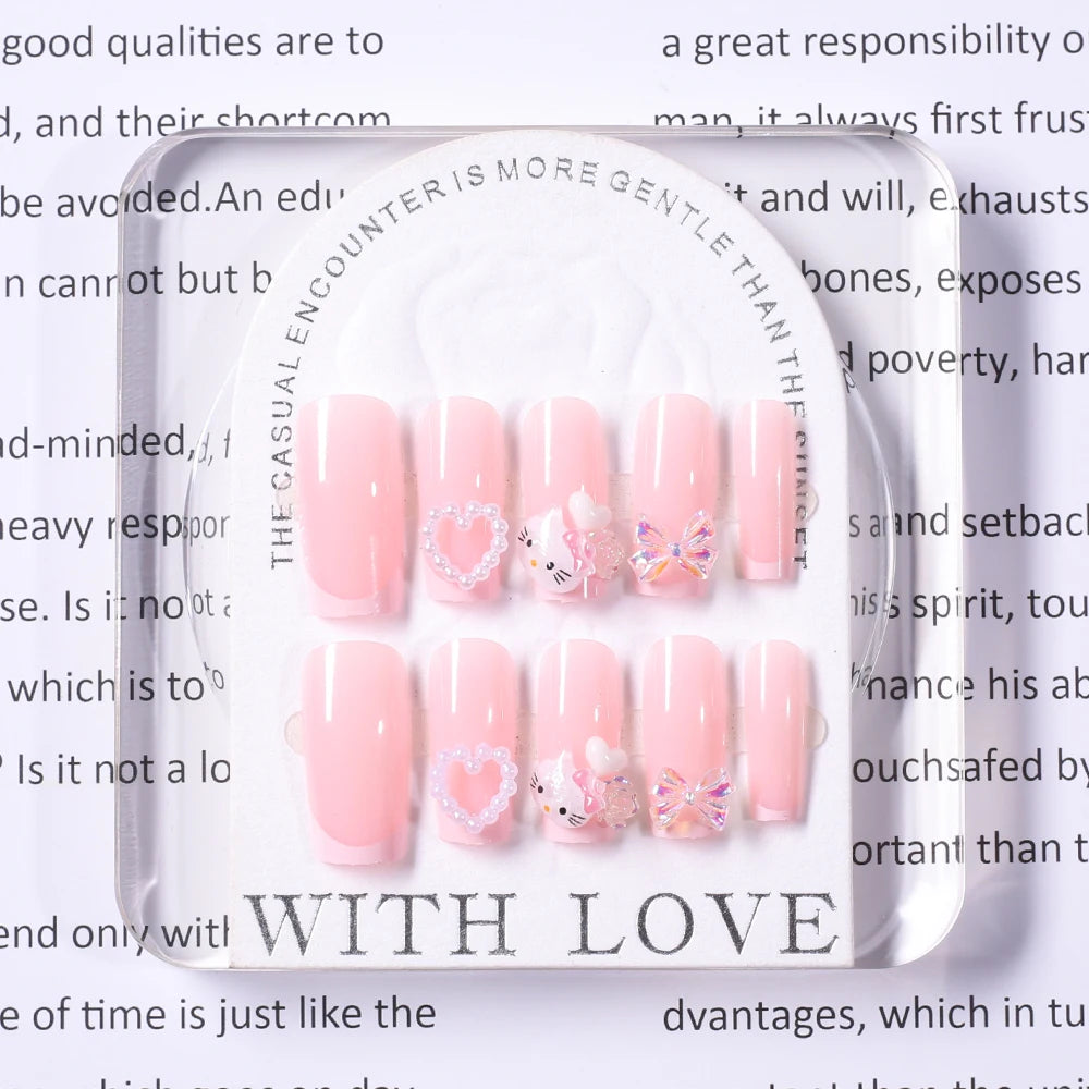 Pink-Heart Hellokitty Press On