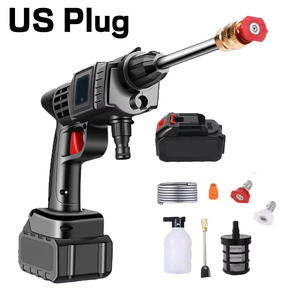 Portable Wireless High Pressure Car Washer Water Gun Strong Power Household Lithium Battery Rechargeable Washing Machine Tools