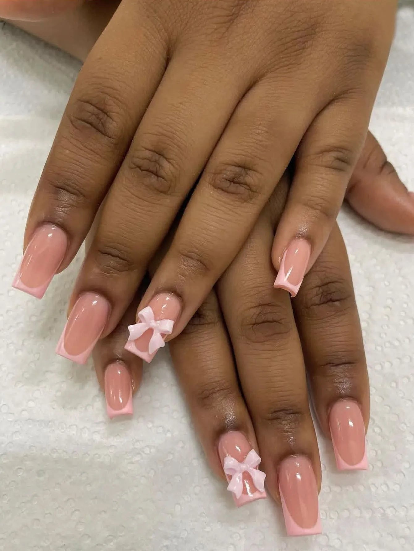 Pink Bow Press on nails
