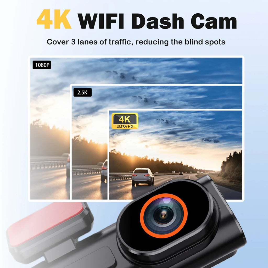 Ultra HD 4K Car Front Dash Cam Mini WIFI DVR Black Box Room With 24H Parking Monitor Night Vision,GPS/Rear View Camera Optional