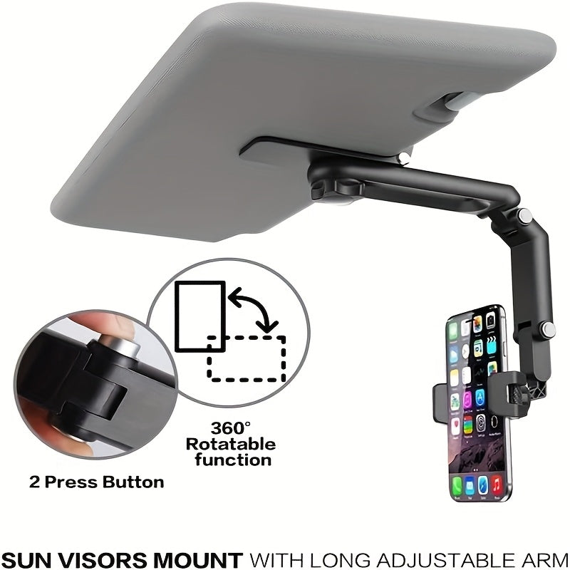 1080° Multifunctional SunVisor Phone Car Mount, 360 Degree Rotating Cell Phone Holder for Any Scene, Retractable Car Phone Holder.